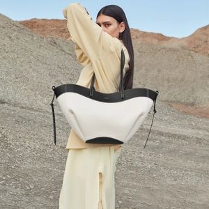 POLENE PARIS CYME TISSE BLACK/CREME BAG